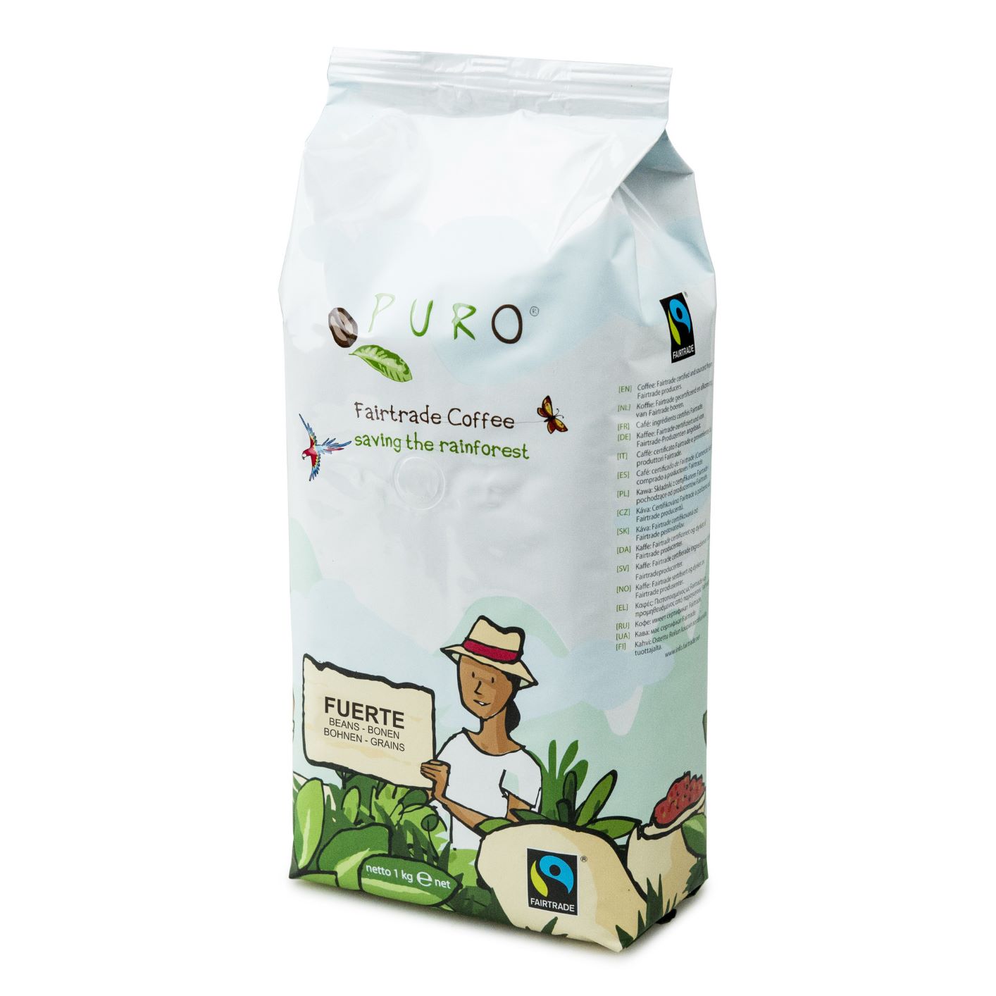 RS2152_501399 COFFEE PURO FAIRTRADE BEANS FUERTE 1kg menší
